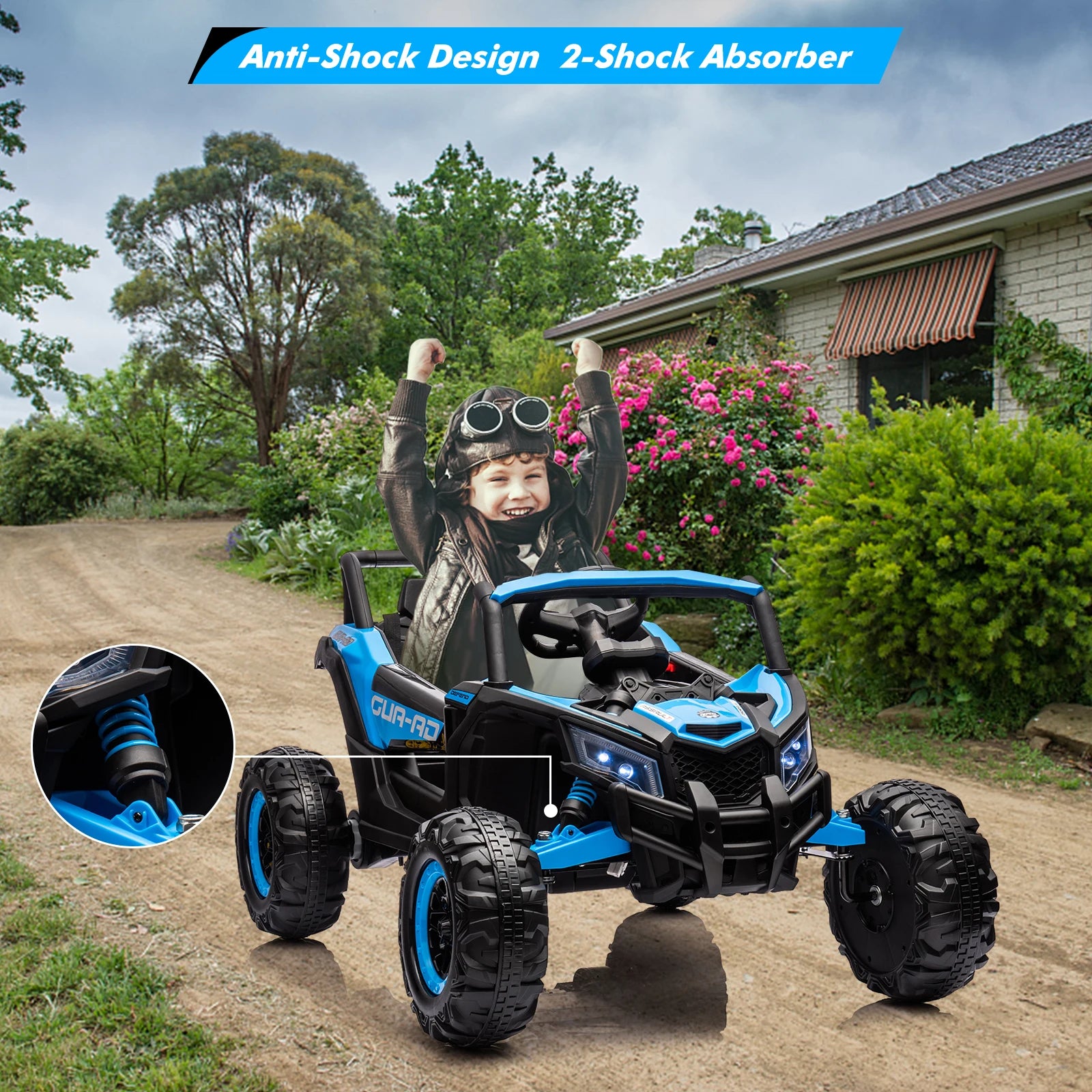 Kids UTV With Remote Control, 24V Ride On Car, Battery Powered Electric Vehicles, Spring Suspension, 200W Motor, Metal Frame