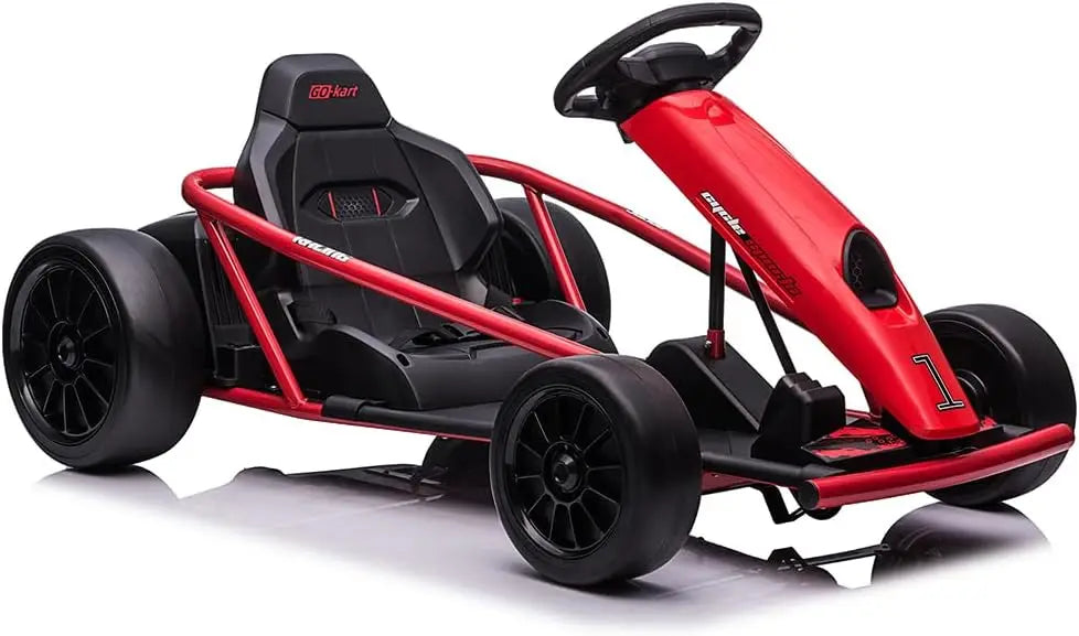 Ride on Go Kart for Teens, 24v 9Ah Large Battery Dual 300w Extra Powerful Motors, 8MPH Fast Drifting Fun with Music & Horn, Max