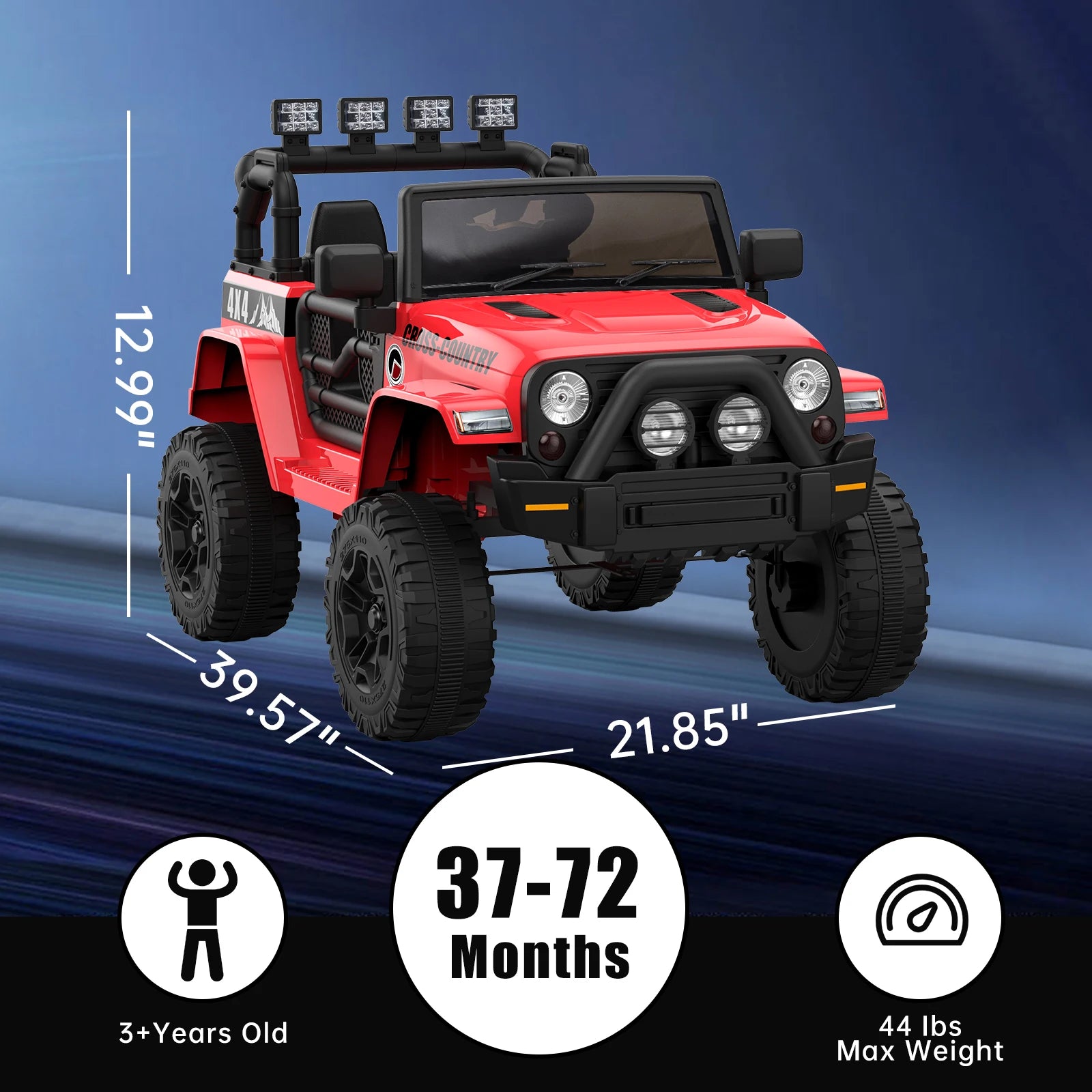 2-Seater Ride On Truck Car, 12V Battery Powered Electric Vehicle w/Parent Remote Control, 2 Speeds, Led Lights, Safety Belt