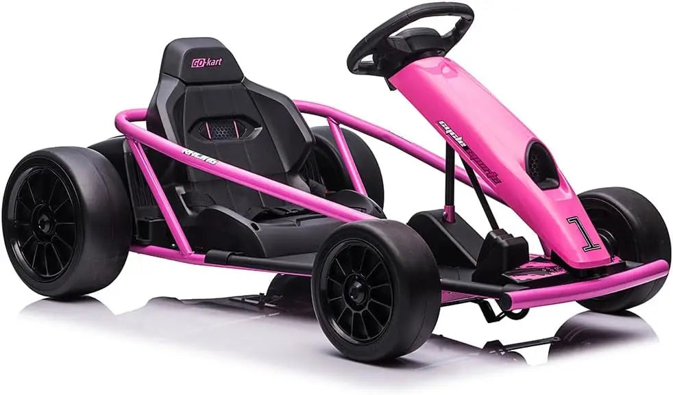Ride on Go Kart for Teens, 24v 9Ah Large Battery Dual 300w Extra Powerful Motors, 8MPH Fast Drifting Fun with Music & Horn, Max