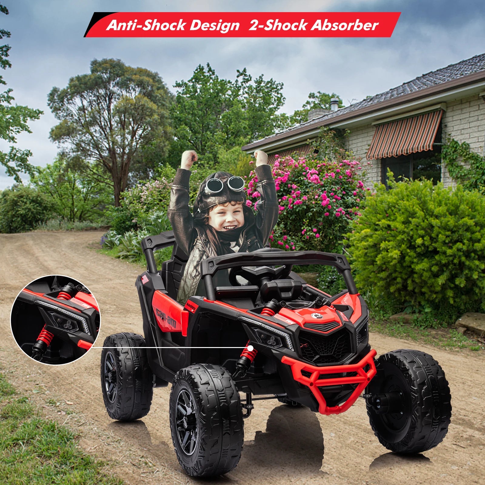 12 V Kids UTV, Electric Ride on UTV Car, Licensed Can-Am Electric Off-Road Car, Ride On Truck Car w/Remote Control, Large Seat