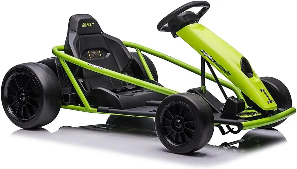 Ride on Go Kart for Teens, 24v 9Ah Large Battery Dual 300w Extra Powerful Motors, 8MPH Fast Drifting Fun with Music & Horn, Max
