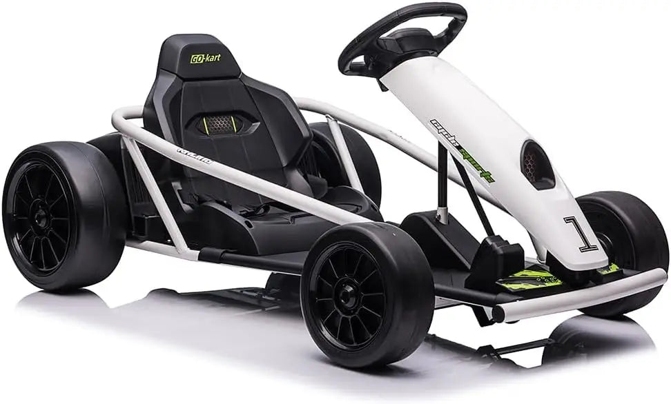 Ride on Go Kart for Teens, 24v 9Ah Large Battery Dual 300w Extra Powerful Motors, 8MPH Fast Drifting Fun with Music & Horn, Max