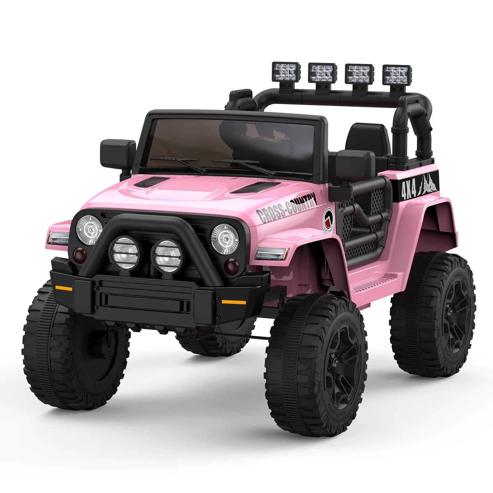 2-Seater Ride On Truck Car, 12V Battery Powered Electric Vehicle w/Parent Remote Control, 2 Speeds, Led Lights, Safety Belt