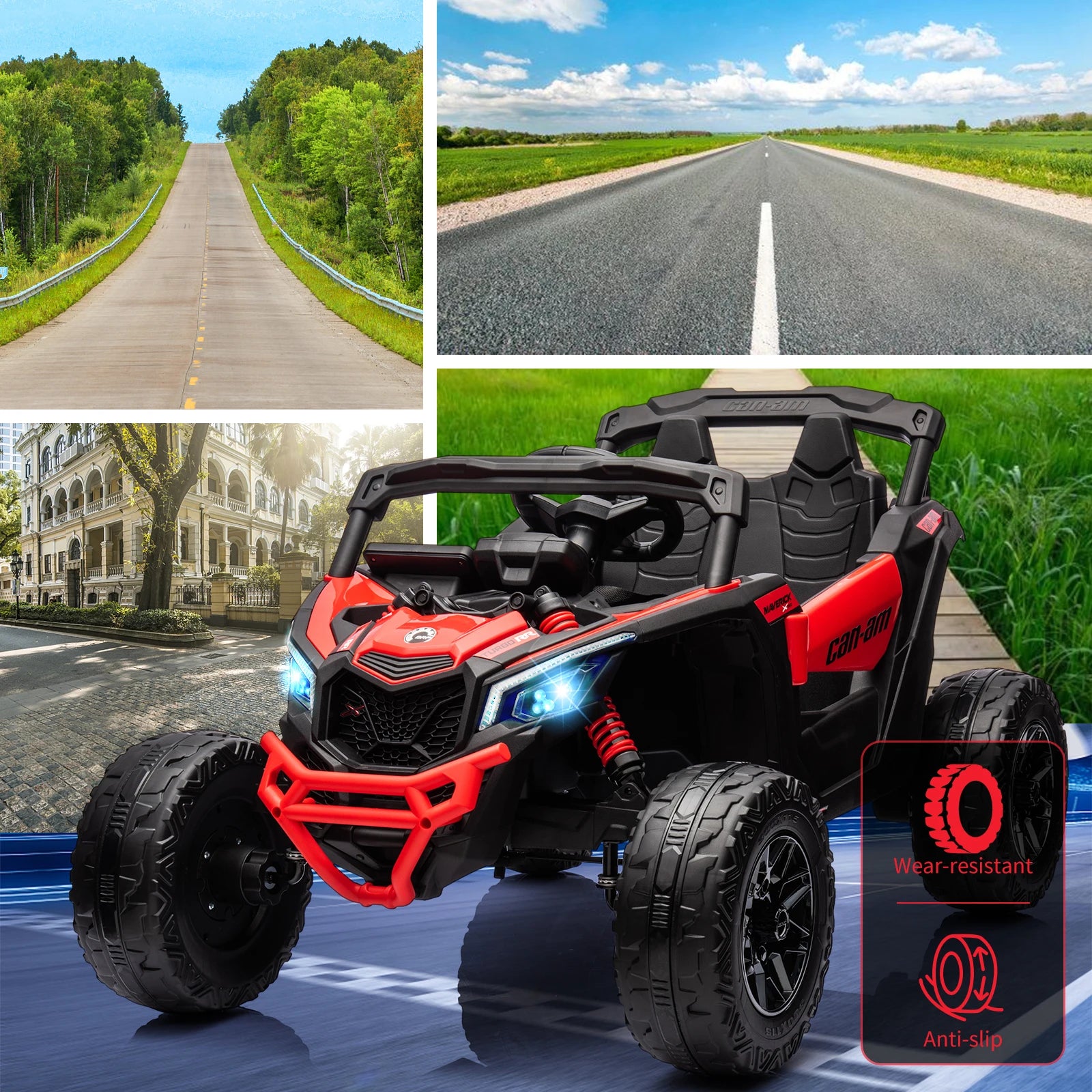 12 V Kids UTV, Electric Ride on UTV Car, Licensed Can-Am Electric Off-Road Car, Ride On Truck Car w/Remote Control, Large Seat