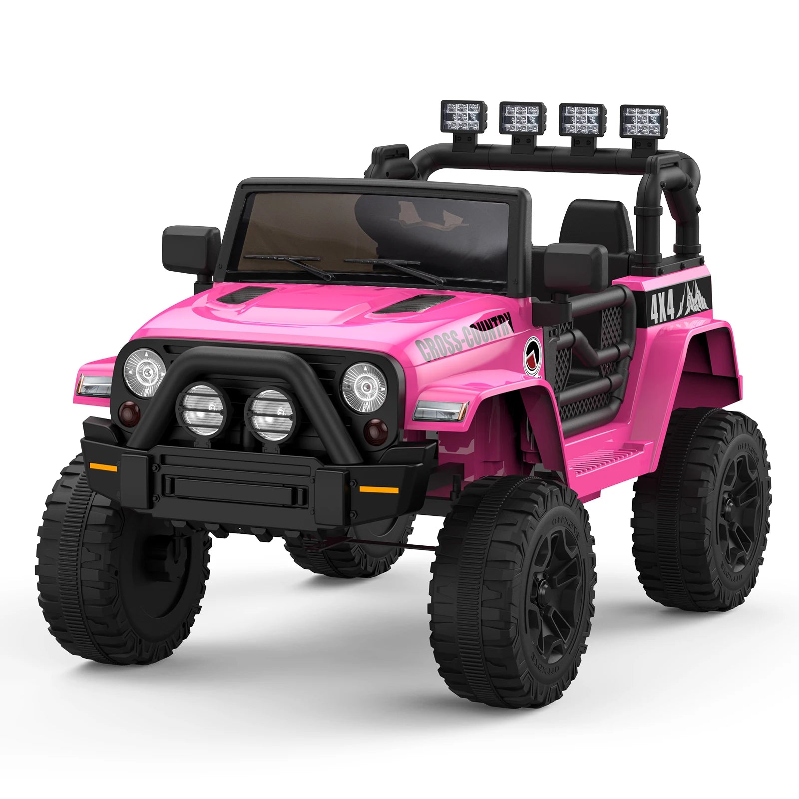2-Seater Ride On Truck Car, 12V Battery Powered Electric Vehicle w/Parent Remote Control, 2 Speeds, Led Lights, Safety Belt