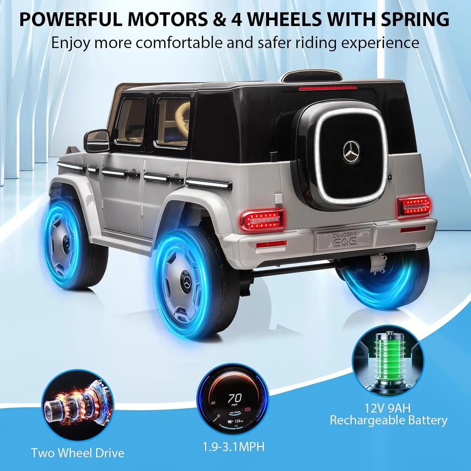 12V Kids Ride On Car, Licensed Electric Car Battery Powered w/Parent Remote Control, Full Car LED Lights, Spri