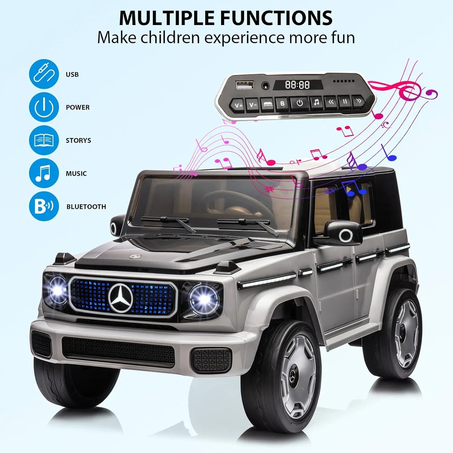 12V Kids Ride On Car, Licensed Electric Car Battery Powered w/Parent Remote Control, Full Car LED Lights, Spri