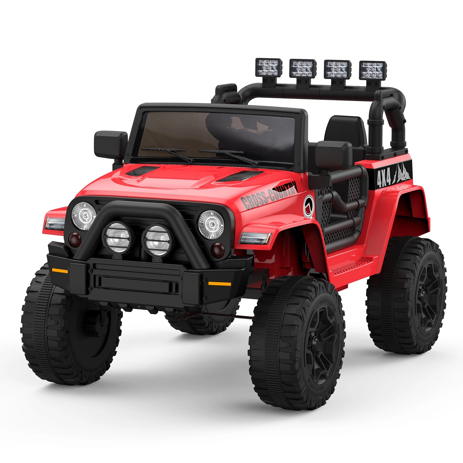 2-Seater Ride On Truck Car, 12V Battery Powered Electric Vehicle w/Parent Remote Control, 2 Speeds, Led Lights, Safety Belt